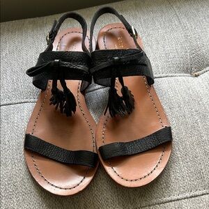 Kate Spade Black Leather Tassle Sandals 6.5